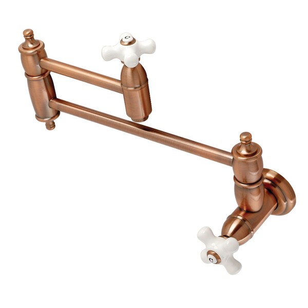KS310PXAC Restoration Two-Handle Wall Mount Pot Filler, Antique Copper